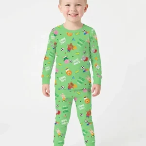 The World Cup Soccer Animals Bamboo Two Piece Long Sleeve Pajama Set