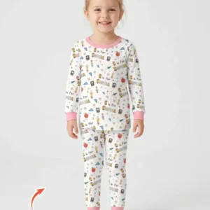 Personalized Back To School Bamboo Two Piece Long Sleeve Pajama Set
