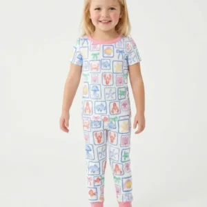 Coastal Treasures Family Matching Bamboo Two Piece Short Sleeve Pajama Set