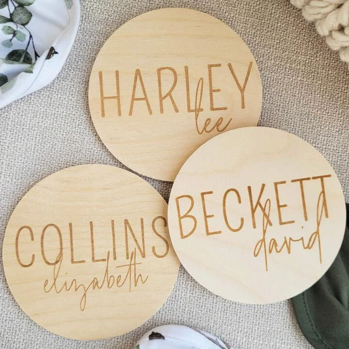 Baby Name Personalized Wood Announcement , Baby Name Personalized Wood Announcement - Default Title