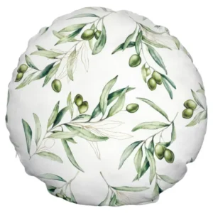 Mediterrane runde Kissenhülle ca. 60 cm Ø aus 100% Baumwolle - Oliven Design aus der beties "Italy Collection"