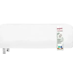 beties Publik Federkissen Nackenrolle 15x40 cm – weisse Nackenrolle mit klassischer Federfuellung freigestellt auf weissem Hintergrund mit etikett