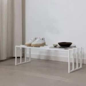 Schuhregal Bovi – Industrial Design in Schwarz, Cashew oder Weiß