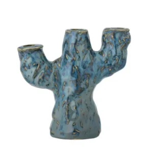Kerzenhalter Biru – Steingut mit reaktiver Glasur in Blau