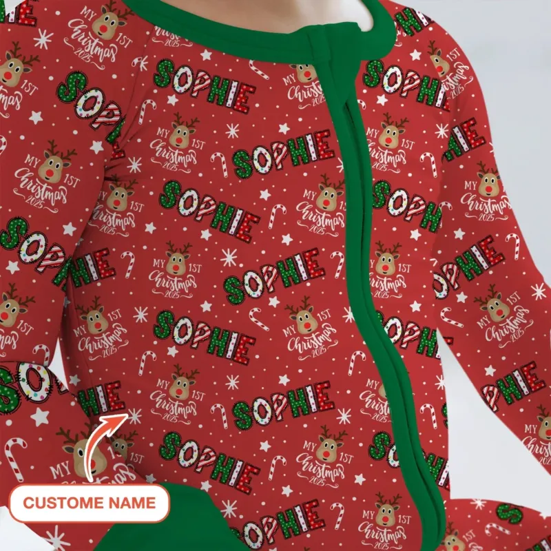 Custom Name "My First Christmas 2025" Convertible Zippy , Custom Name "My First Christmas 2025" Convertible Zippy - 0-3M