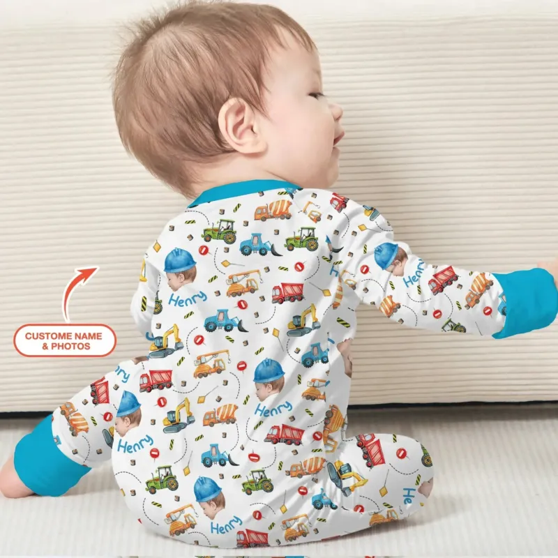 Custom Photo Little Construction Heroes Convertible Zippy , Custom Photo Little Construction Heroes Convertible Zippy - 0-3M