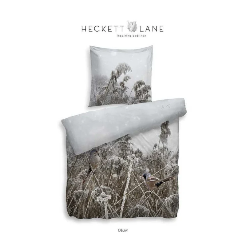 HnL Satin Wende Bettwäsche Winterlandschaft Dauw Weiss 135x200 cm + 80x80 cm