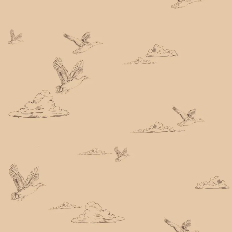 DEKORNIK - Papier Peint Pour Enfants Beige Canards Dans Le Ciel