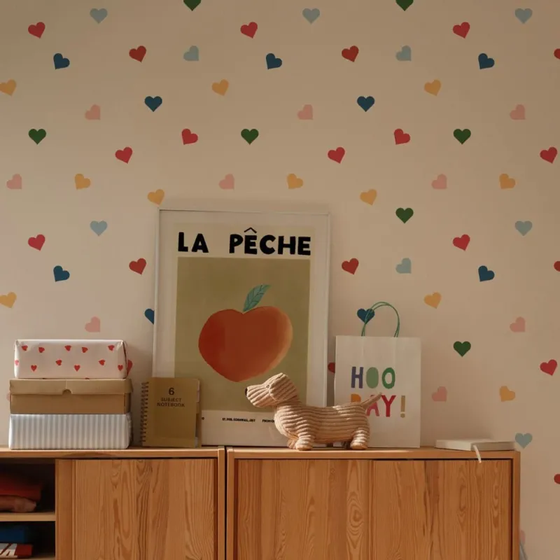 DEKORNIK - Papier Peint Pour Enfants Toutes Les Couleurs Cœurs