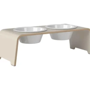 dogBar® M - HPL cashmere grey mit Porzellan-Hundenapf-dogBar-TOJU Interior