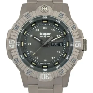 Traser P99 T Tactical Herrenuhr aus Titan mit blauem Zifferblatt und Metallarmband