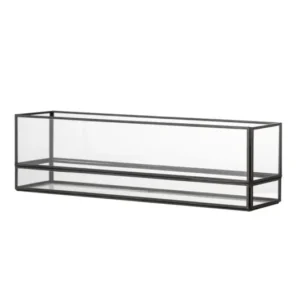 Teelichthalter Nysa – Glas mit schwarzem Rahmen