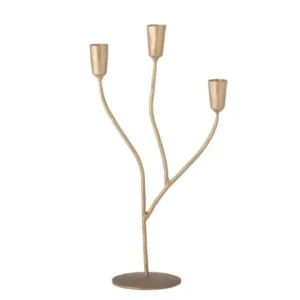 Kerzenhalter Kati – dreiflammiges Metall in Gold