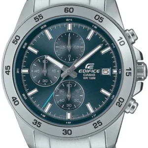 Edelstahl-Herrenuhr mit blauem Zifferblatt, Chronograph, Metallarmband