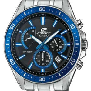 Casio Edifice Herrenuhr mit blauem Ziffernblatt, Edelstahlarmband und Chronographen-Subdials