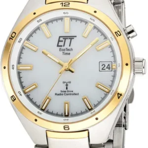 Herrenarmbanduhr mit silbernem Armband, goldfarbenem Zifferblatt und Datumsanzeige 24