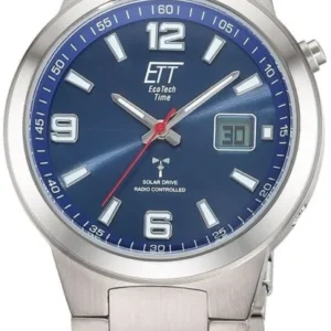 Herrenarmbanduhr mit blauem Zifferblatt und silberfarbenem Metallarmband