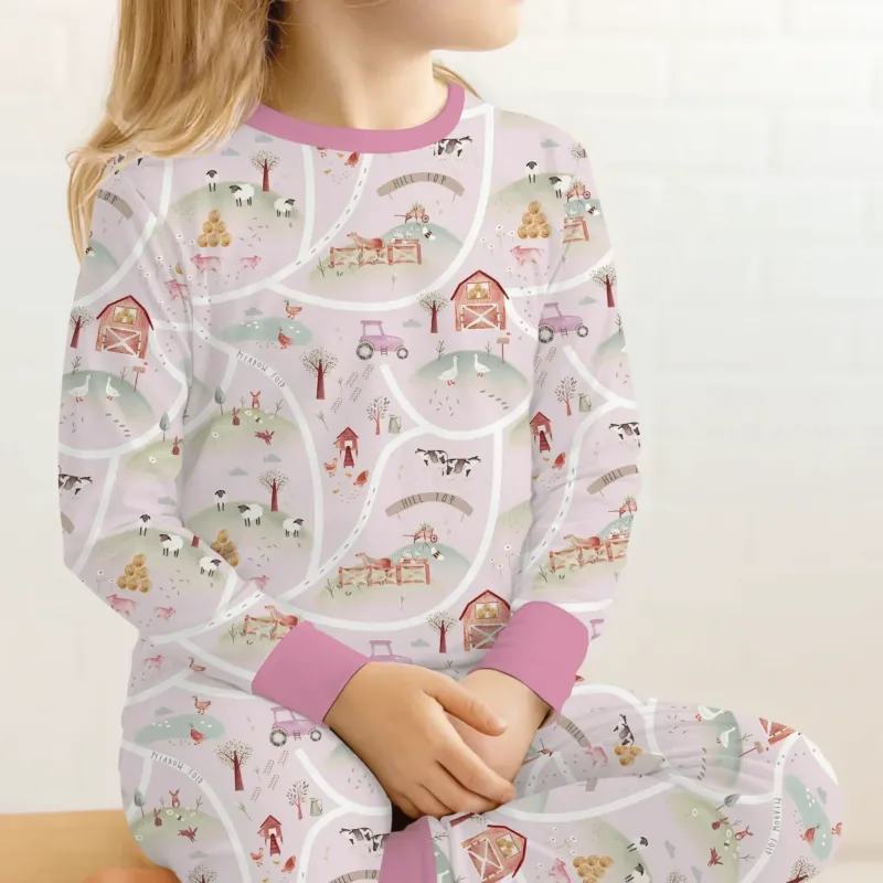 Farm Meadow Route Map Two Piece Long Sleeve Pajama Set , Farm Meadow Route Map Two Piece Long Sleeve Pajama Set - 12-18M