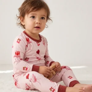 Flamingo Sweethearts Bamboo Two Piece Long Sleeve Pajama Set