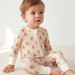 Gingerbread Plaid Parade Bamboo Convertible Zipper Romper