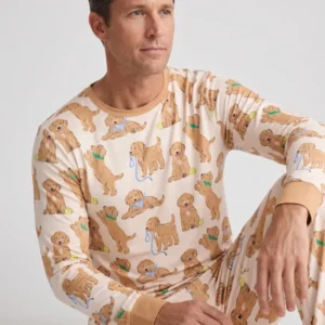 Golden Puppy Playtime Bamboo Men's Pajama Set