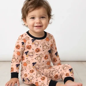 Halloween Teddy Toss Bamboo Two Piece Long Sleeve Pajama Set