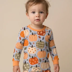 Harvest Pumpkin Patch Bamboo Two Piece Long Sleeve Pajama Set