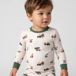 Little Harvest Wheels Bamboo Two Piece Long Sleeve Pajama Set