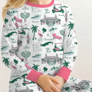 Preppy Palm Getaway Bamboo Two Piece Long Sleeve Pajama Set