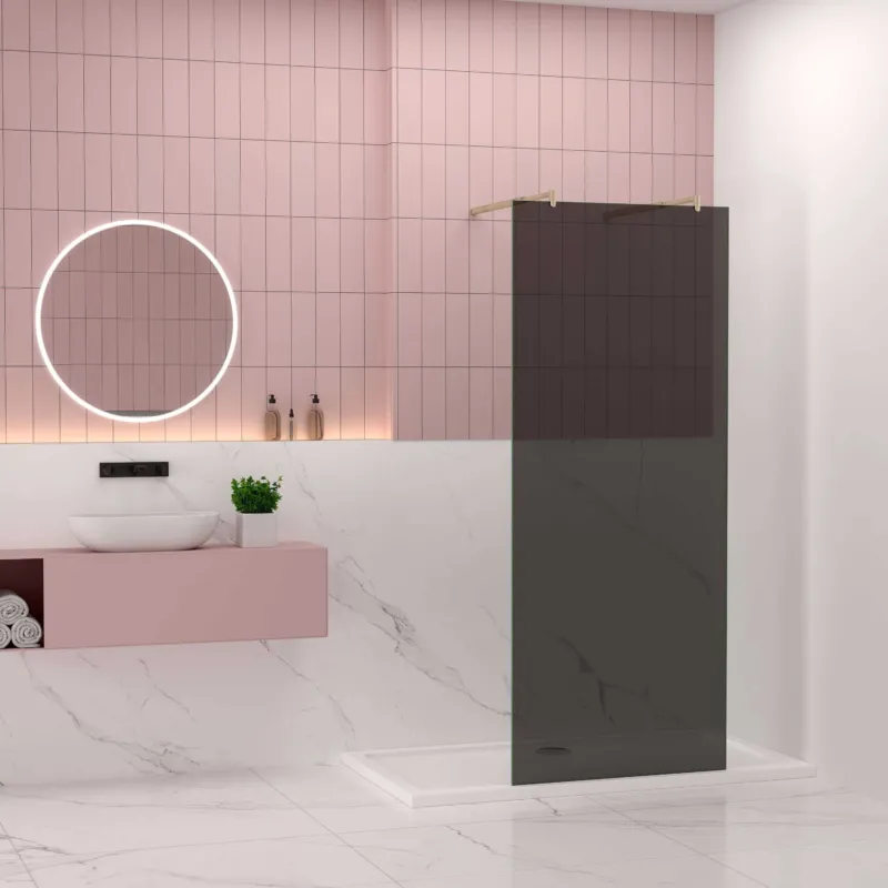 Duschkabine 67.7-137.7xH.200 cm Sicherheitsglas mit Glasschutzfolie profil golden