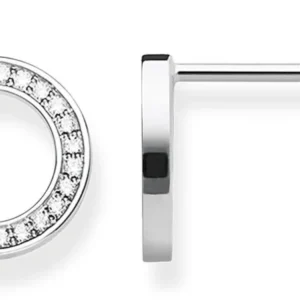 Kreisförmige Ohrstecker aus 925 Sterlingsilber mit Steinbesatz, rundes Design
