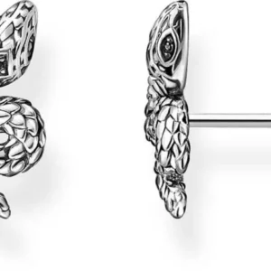 Geschwärzte 925-Silber-Ohrstecker in Schlangenform, mit Stift hinten