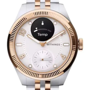 Hybrid-Smartwatch Withings ScanWatch Nova, bicolor Edelstahlband, rundes Zifferblatt