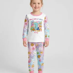 Personalized When I Wake Up I Will Be Birthday Dumplings Bamboo Two Piece Long Sleeve Pajama Set