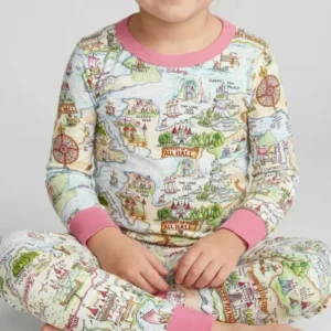 Once Upon A Map Mommy & Baby Matching Bamboo Two Piece Long Sleeve Pajama Set