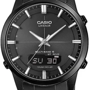 Herrenuhr mit schwarzem Zifferblatt, Analoganzeige und schwarzem Metallarmband