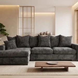 Designer Ecksofa Selena mit Schlaffunktion in Strukturstoff