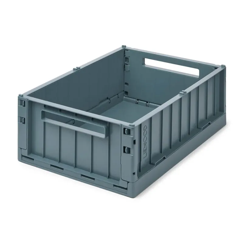LIEWOOD - Caisse de Rangement Pliable Taille L - Bleu Baleine