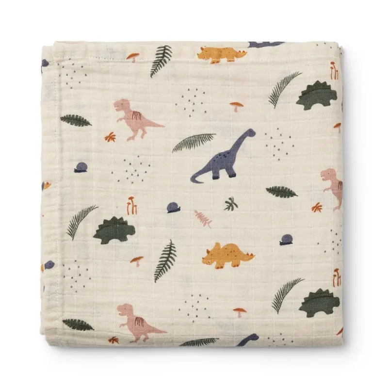LIEWOOD - Maxi Lange Ben en coton bio (110x110cm) - Dino mix