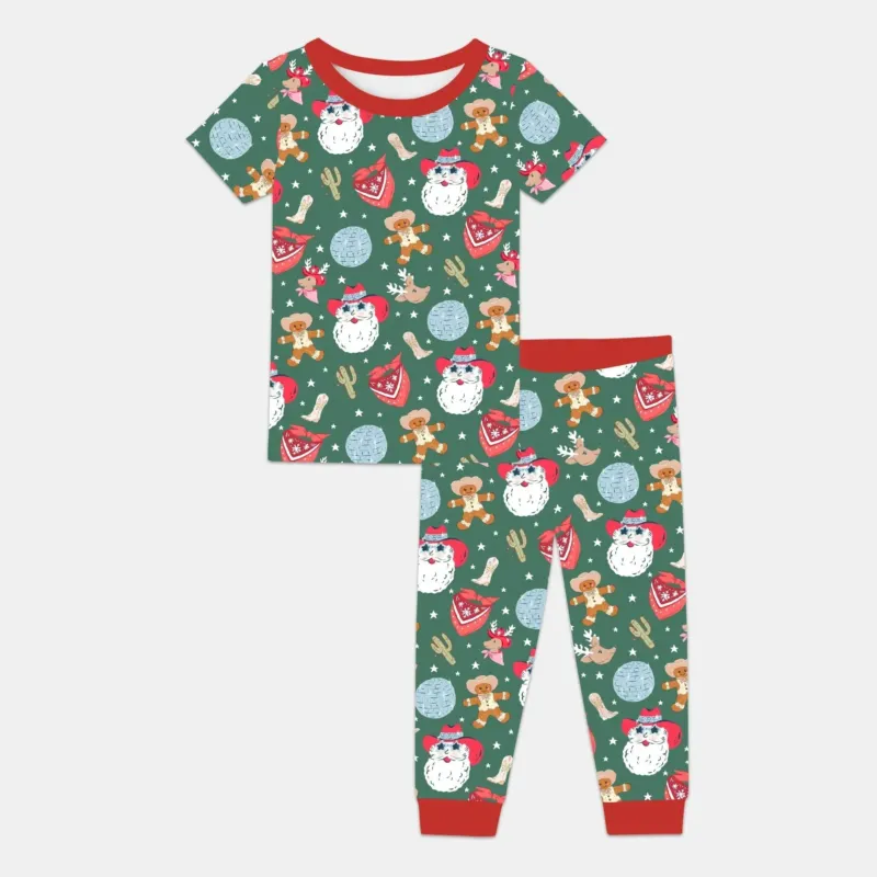 Lovely Western Christmas Boy Two Piece Short Sleeve Pajama Set , Lovely Western Christmas Boy Two Piece Short Sleeve Pajama Set - 12-18M