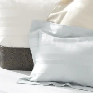 Legna Lucca pillowcases in pale blue with tonal stripe detail