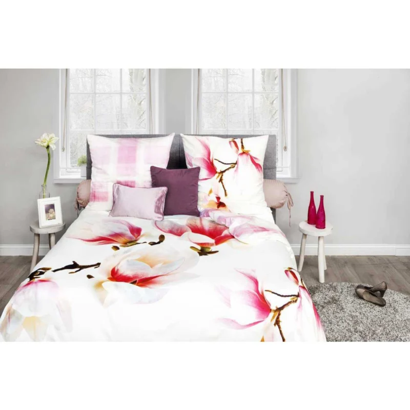 HnL Satin Bettwäsche Refined Lucia Magnolien Rosa