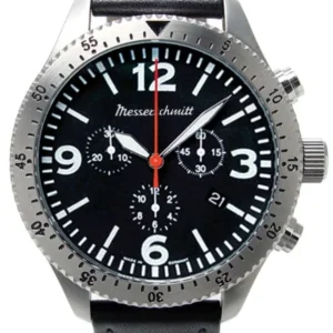 Schlichte Herrenarmbanduhr: schwarzes Zifferblatt, roter Sekundenzeiger, schwarzes Lederband