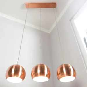 COPPER BALL Moderne 3er Hängeleuchte kupfer Hängelampe höhenverstellbar