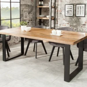 IRON CRAFT Massiver Esstisch 200cm natur Mangoholz Eisen Kufengestell Industrial Design