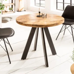 IRON CRAFT Massiver Esstisch 80cm rund natur Mangoholz