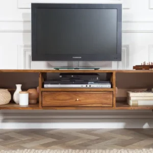 MYSTIC LIVING Massives TV-Board 140cm Sheesham natur 3D Oberfläche Massivholz