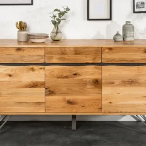 LIVING EDGE Massives Sideboard 160cm Wildeiche geölt Baumkanten Board