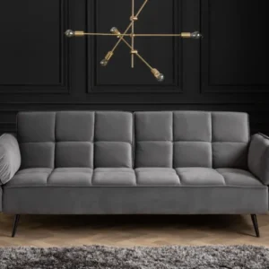 BOUTIQUE Retro Schlafsofa 213cm Samt 3-Sitzer mit schwarzen Füßen