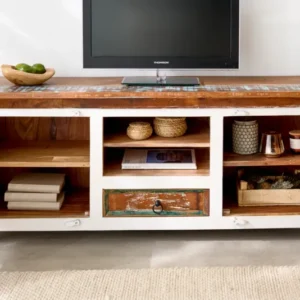 JAKARTA Einzigartiges TV-Board 150cm Mango weiß bunt recyceltes Massivholz